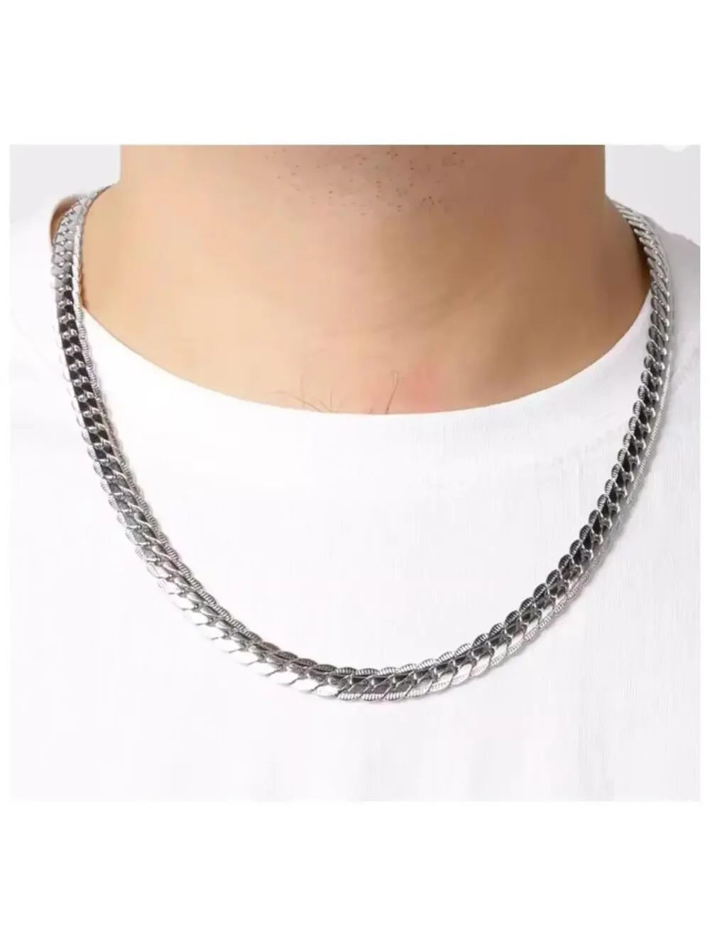 Flat Snake chain - Necklace -  silver - 6mm / 22